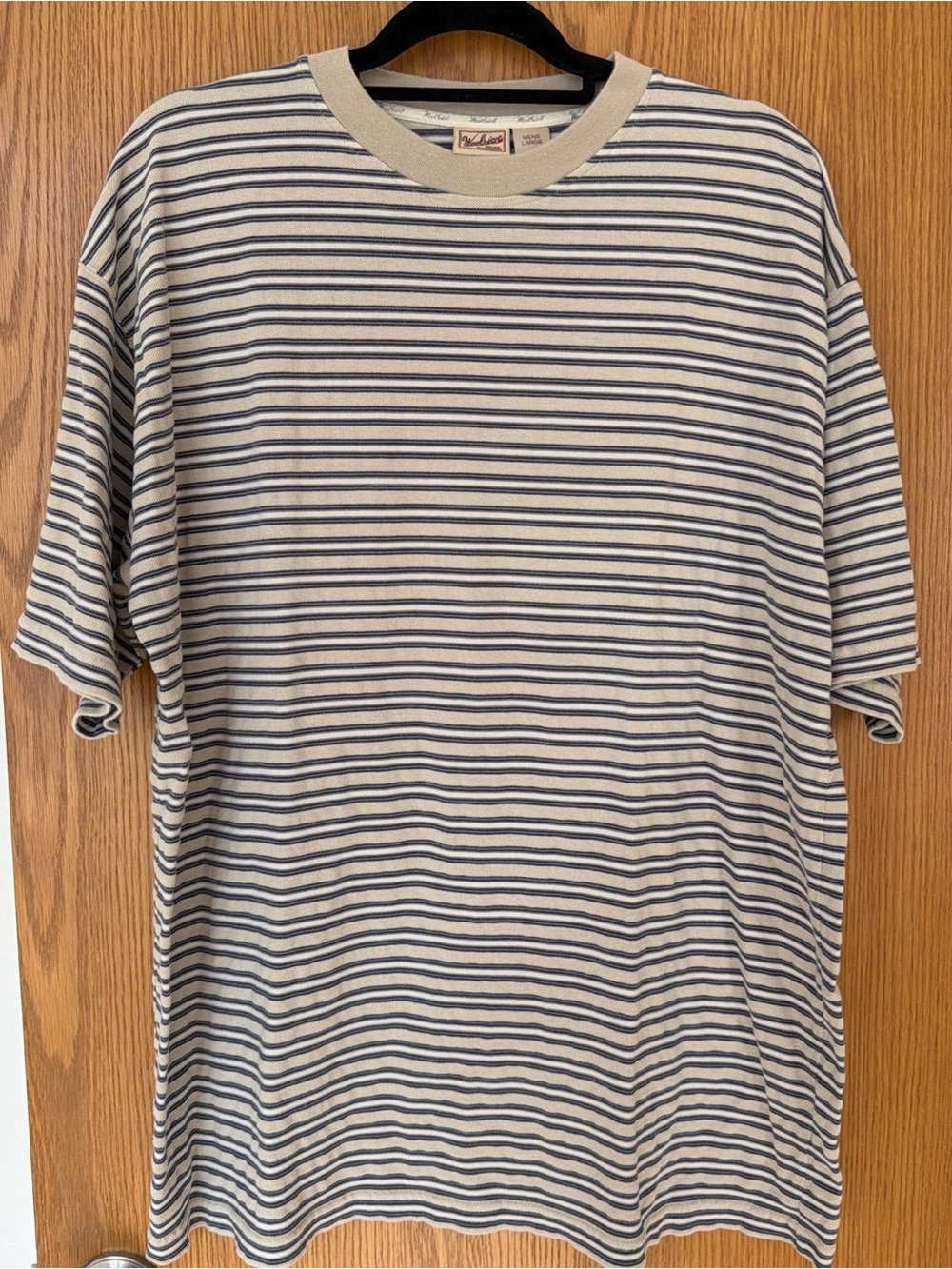 Vintage Woolrich Men’s Large Striped Knit 100% Cotton Short Sleeve T-Shirt